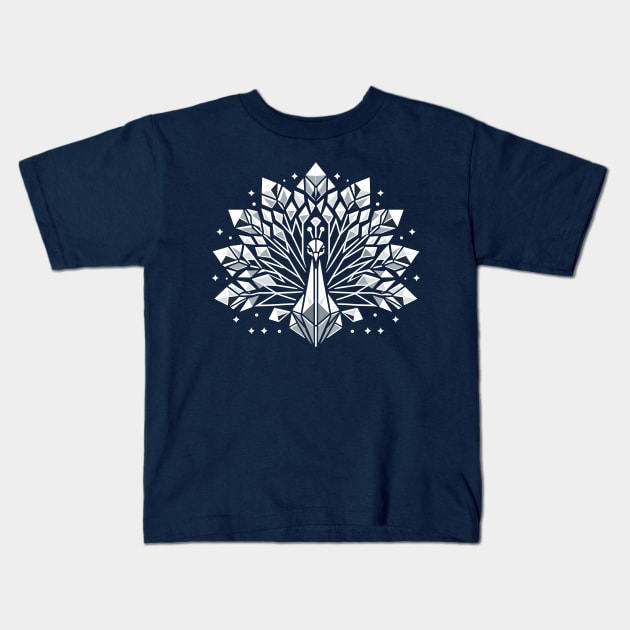 Geometric Crystal Peacock Kids T-Shirt by The Tee Bizarre